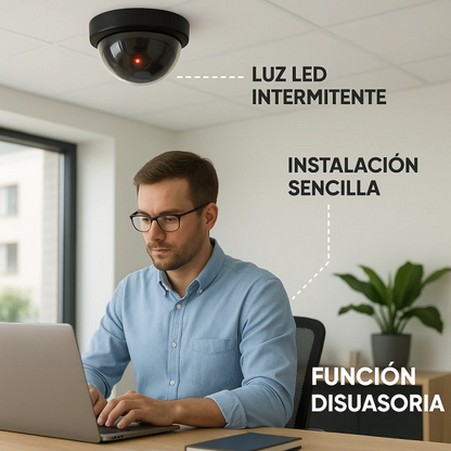 Cámara Domo de Seguridad Falsa con Luz LED