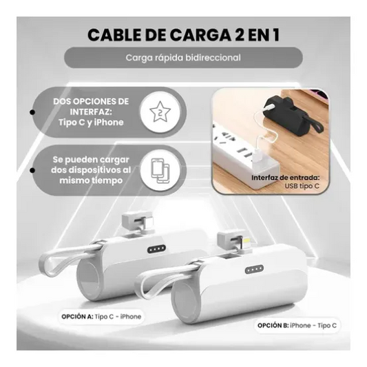 Mini Cargador Portátil 2-en-1